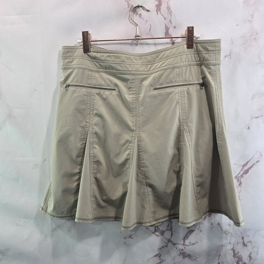 Title Nine Skirt Womens 8 Medium Khaki Tan Beige Stretch Knee Mini Shorts Lined